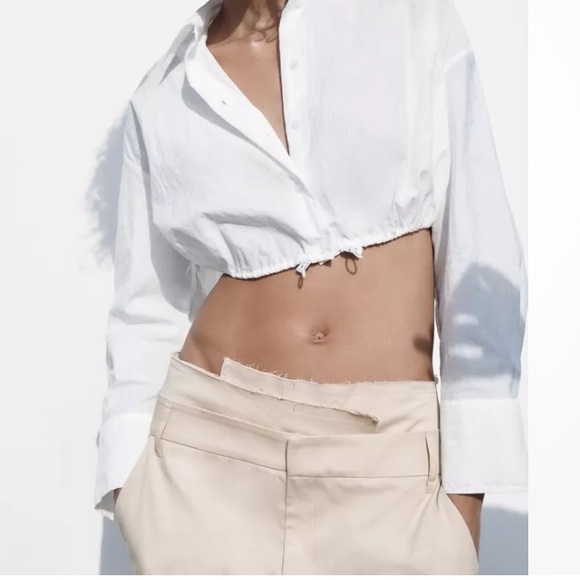🧄 NWT Zara Belted Garbardine Pants 🧄 - Picture 2 of 10